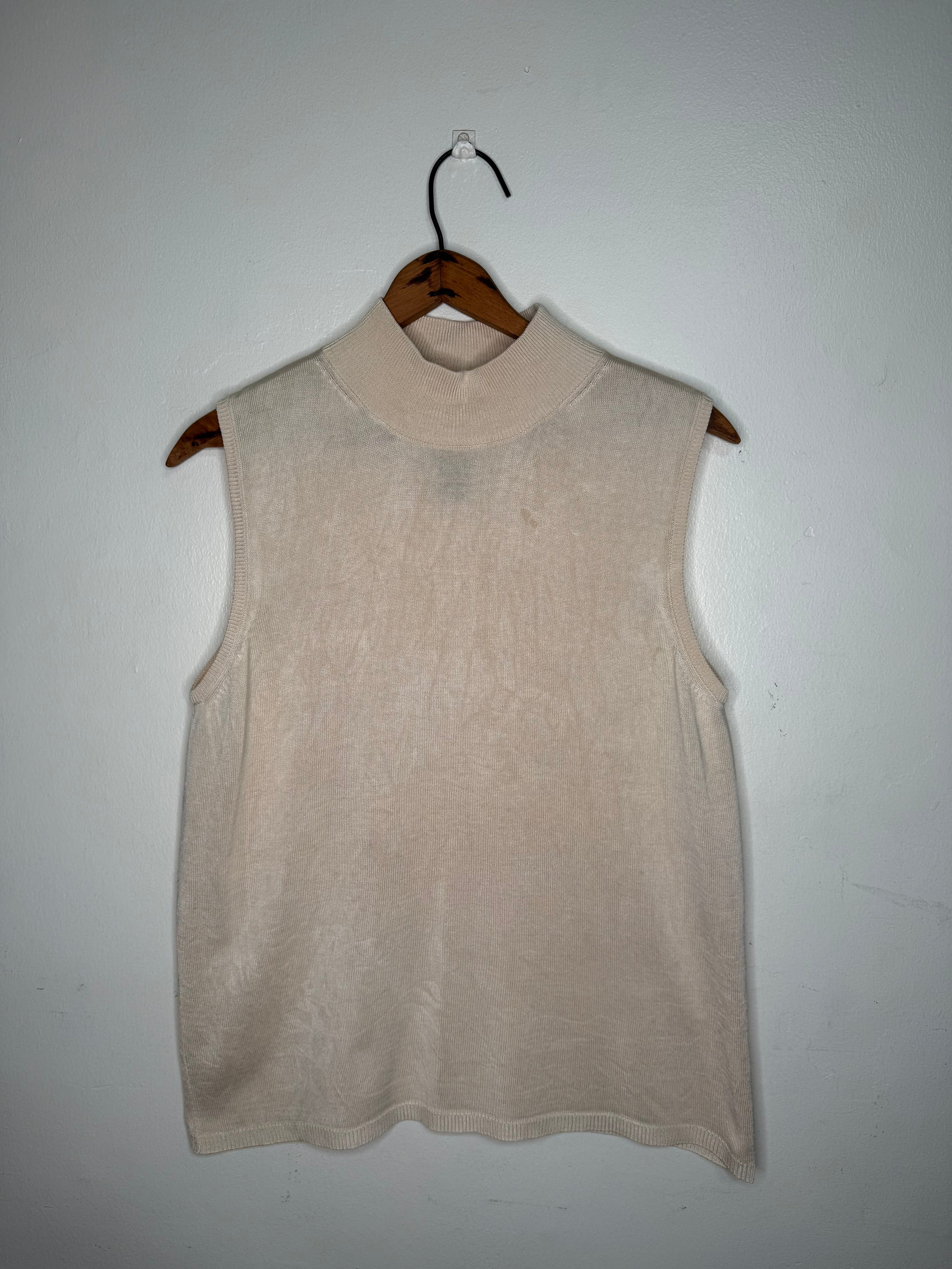BEIGE SILK SWEATER TANK