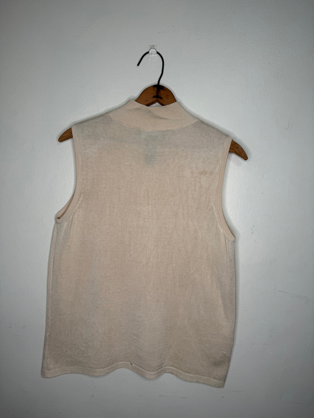 BEIGE SILK SWEATER TANK