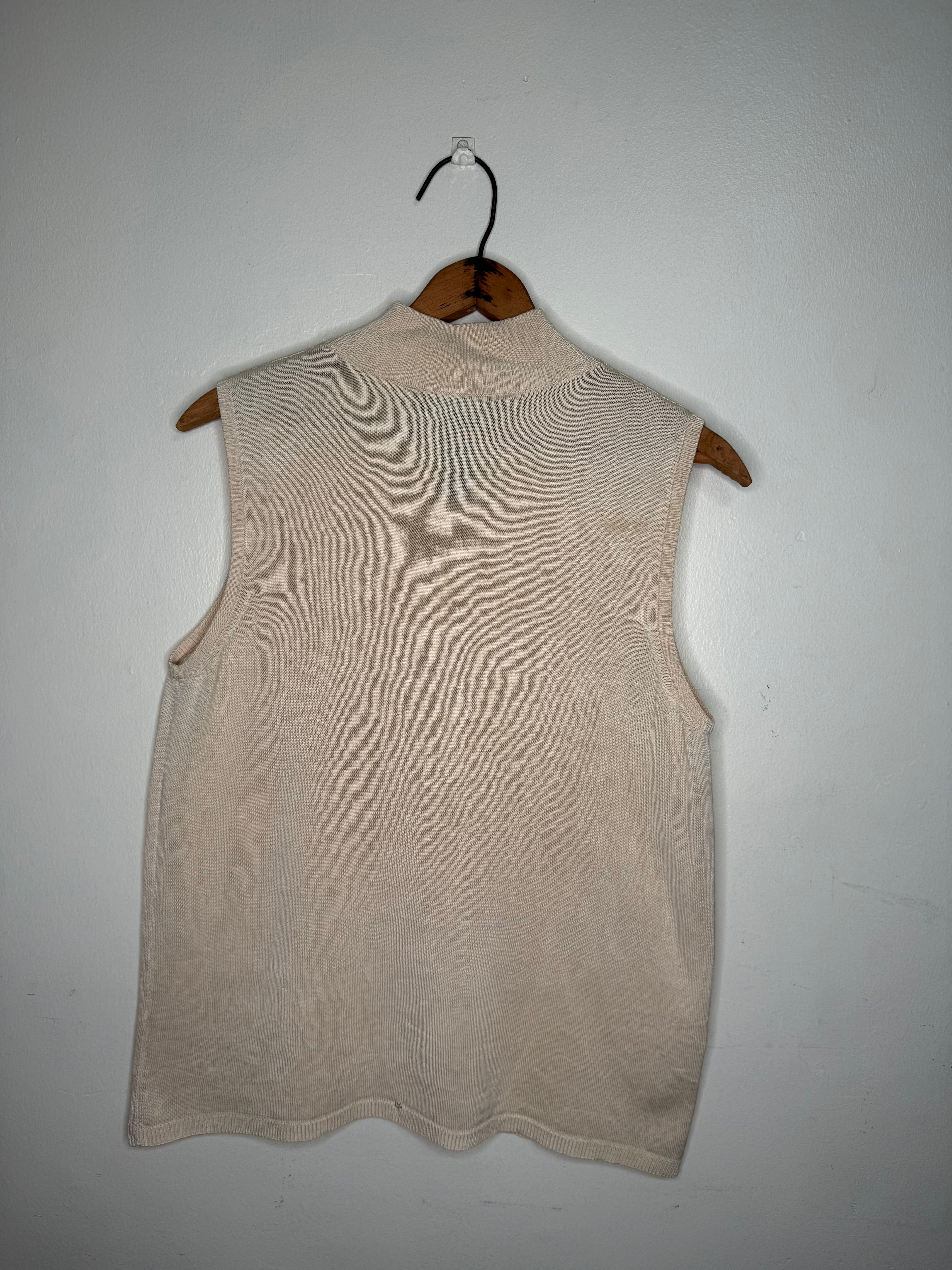 BEIGE SILK SWEATER TANK
