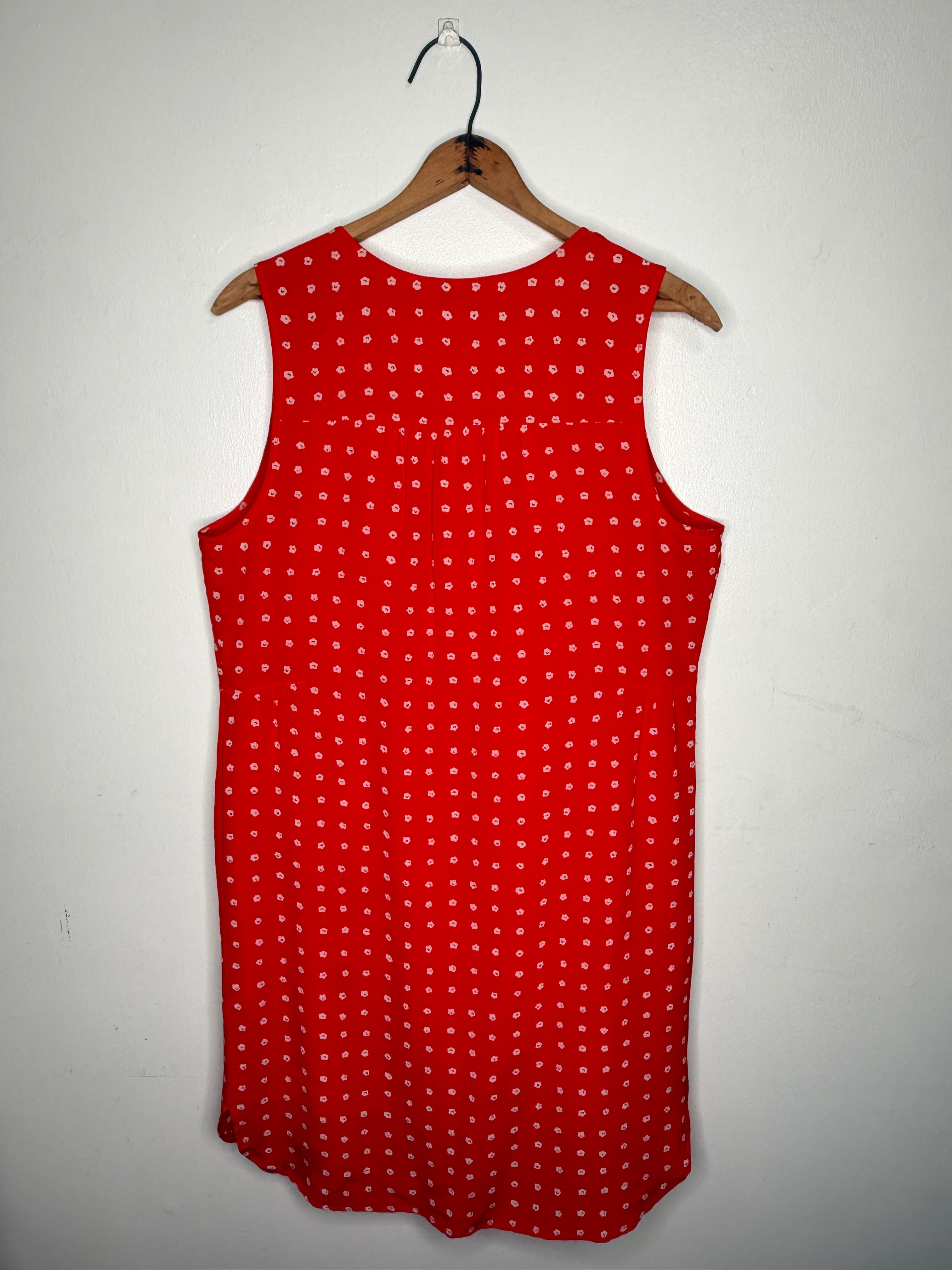 SILK RED FLORAL SLEEVELESS DRESS