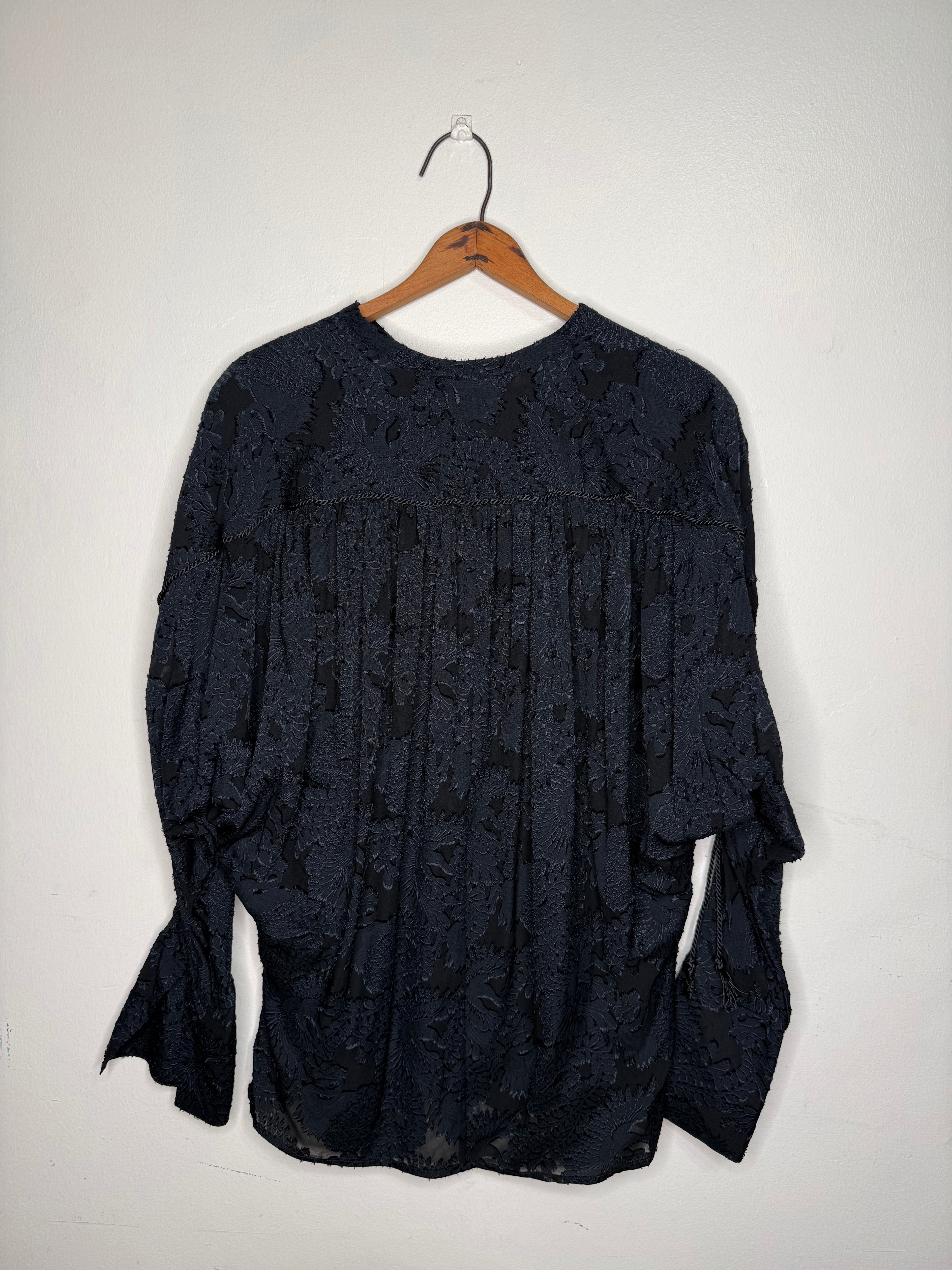 SILK BLACK TASSEL TUNIC