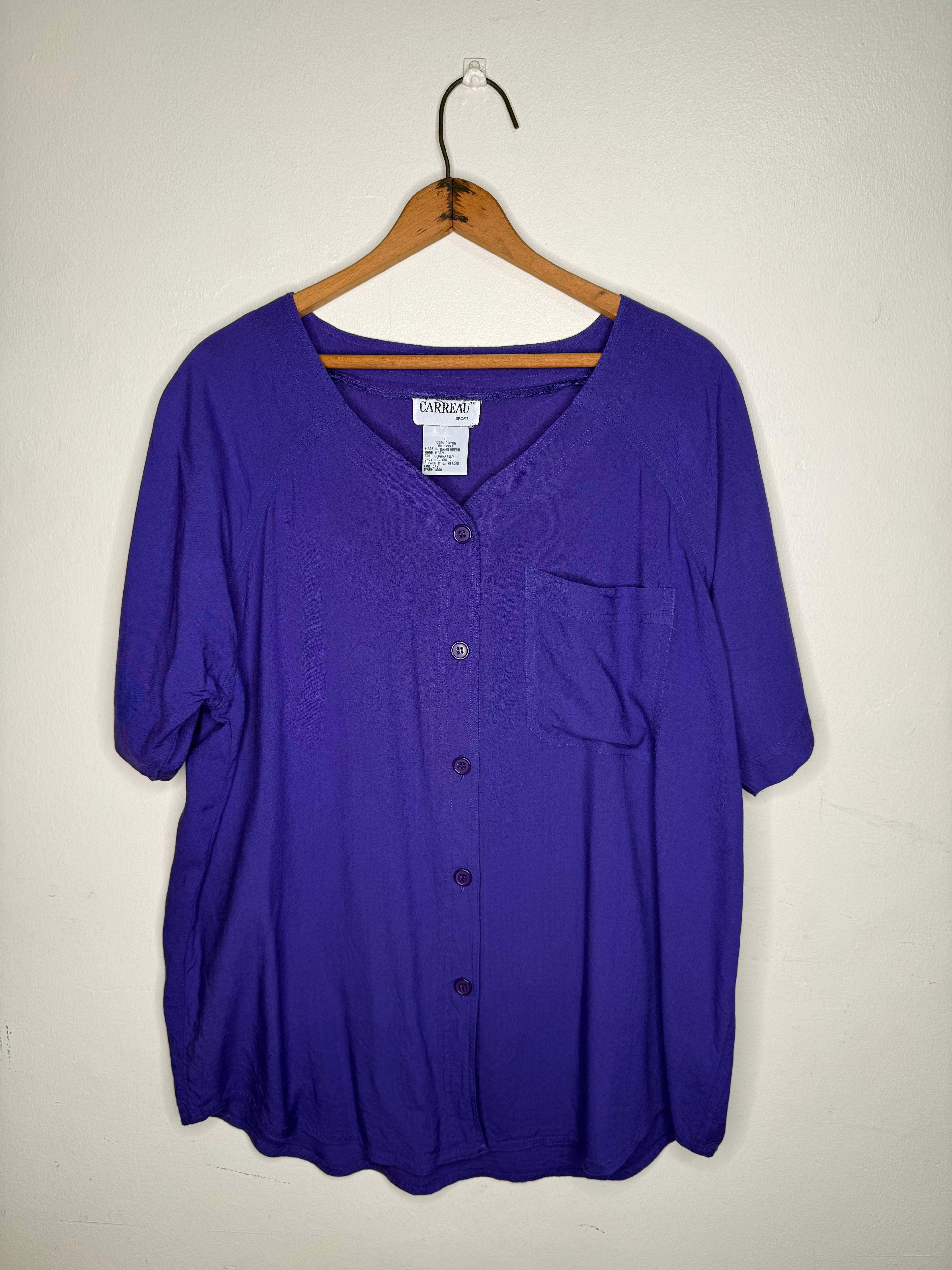 80s PURPLE BASEBALL BUTTON-UP